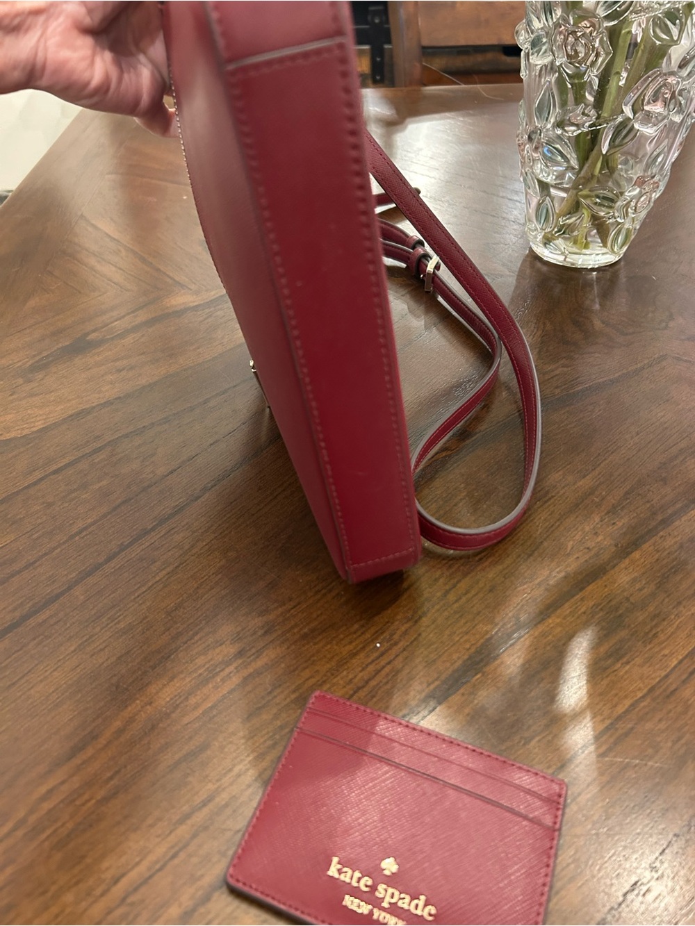 Burgundy Kate Spade purse with matching mini-wallet. - Picture 8 of 12